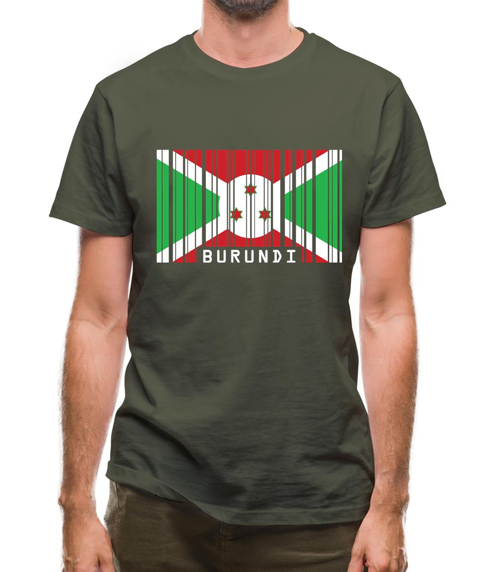 Burundi Barcode Style Flag Mens T-Shirt
