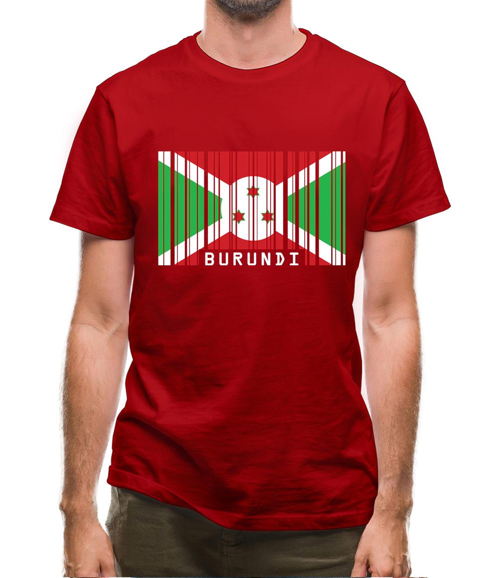 Burundi Barcode Style Flag Mens T-Shirt