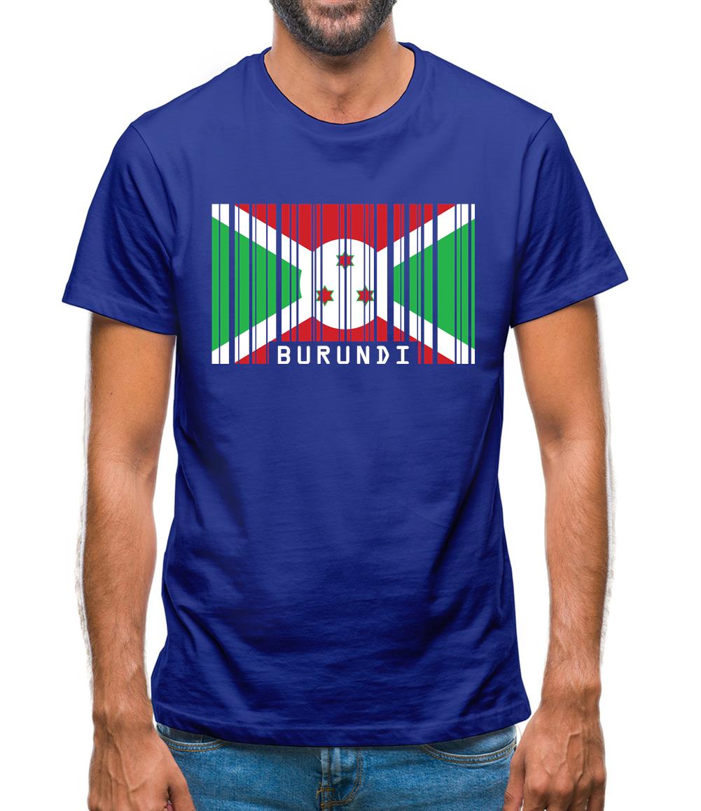 Burundi Barcode Style Flag Mens T-Shirt