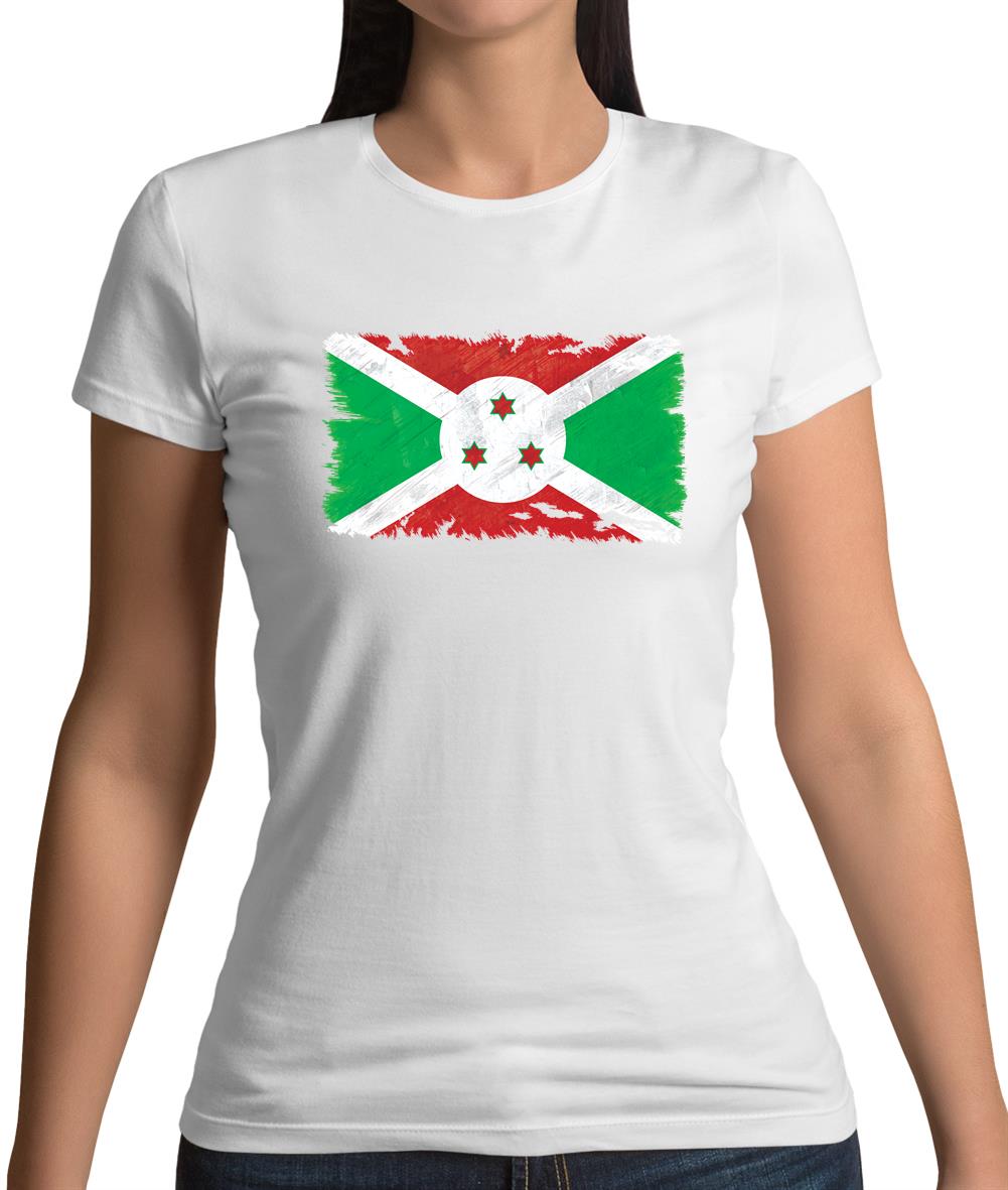 Burundi Grunge Style Flag Womens T-Shirt