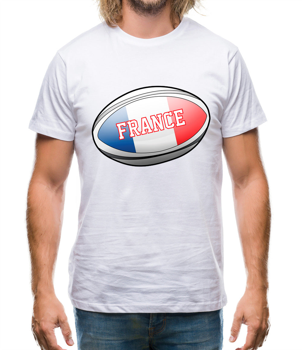 French Flag Rugby Ball Mens T-Shirt
