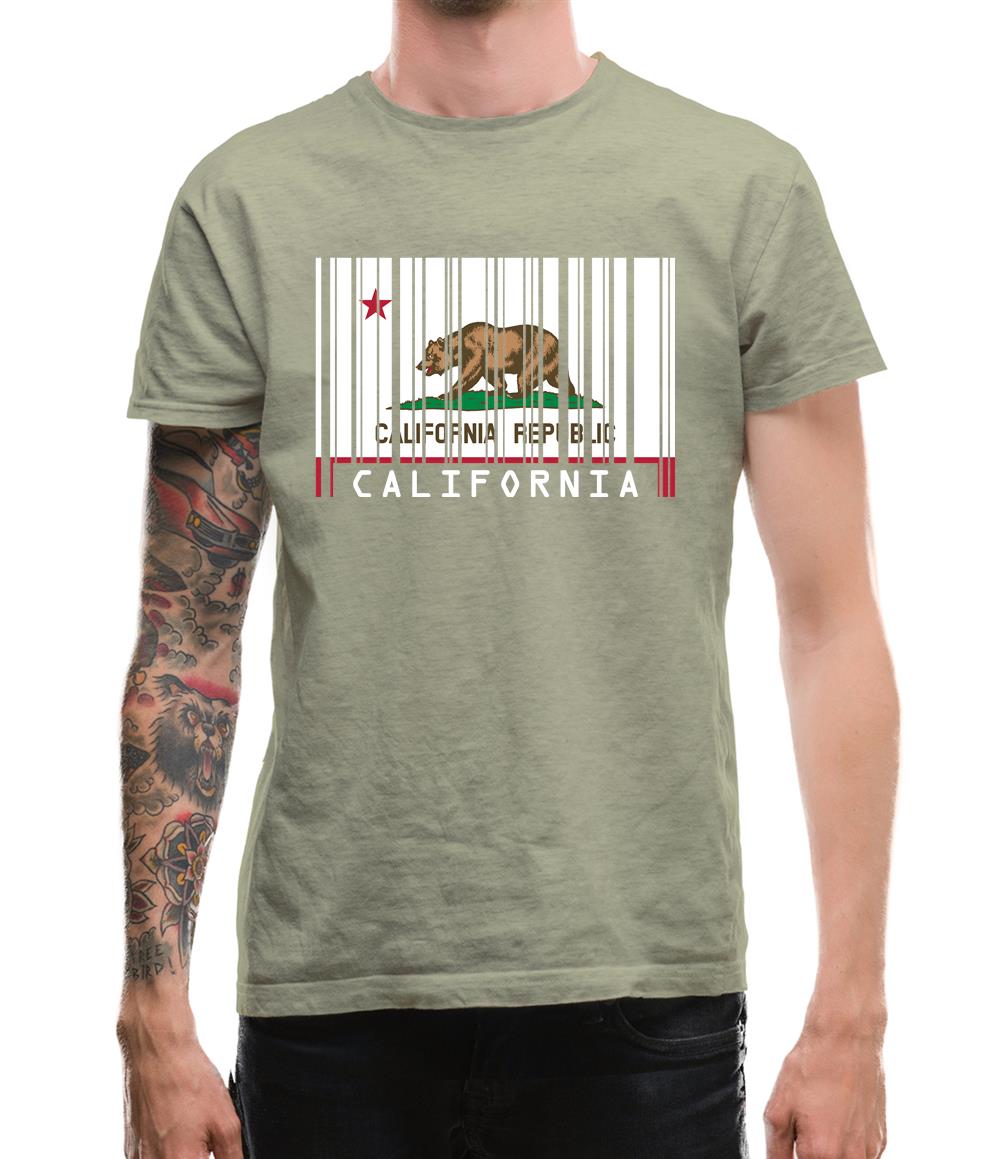 California Barcode Style Flag Mens T-Shirt