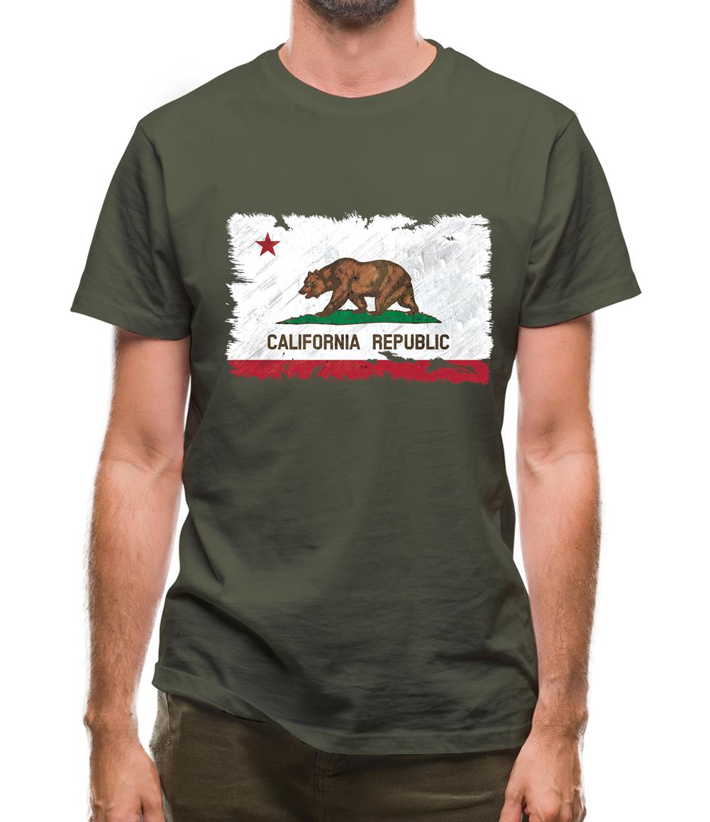 California Grunge Style Flag Mens T-Shirt
