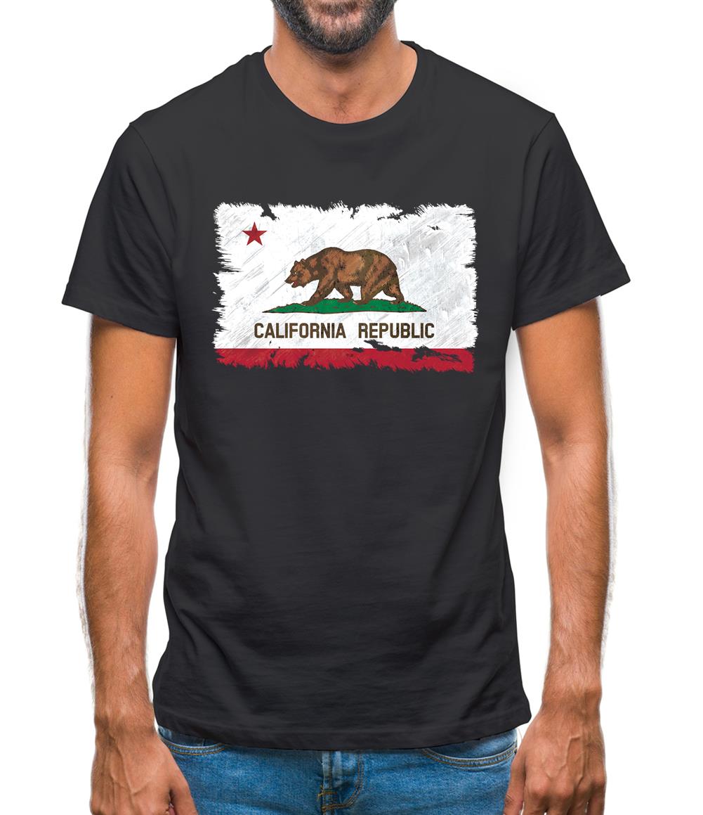 California Grunge Style Flag Mens T-Shirt