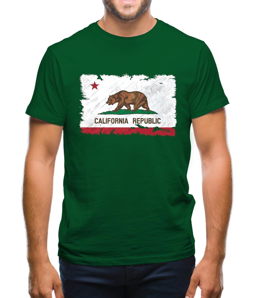 California Grunge Style Flag Mens T-Shirt