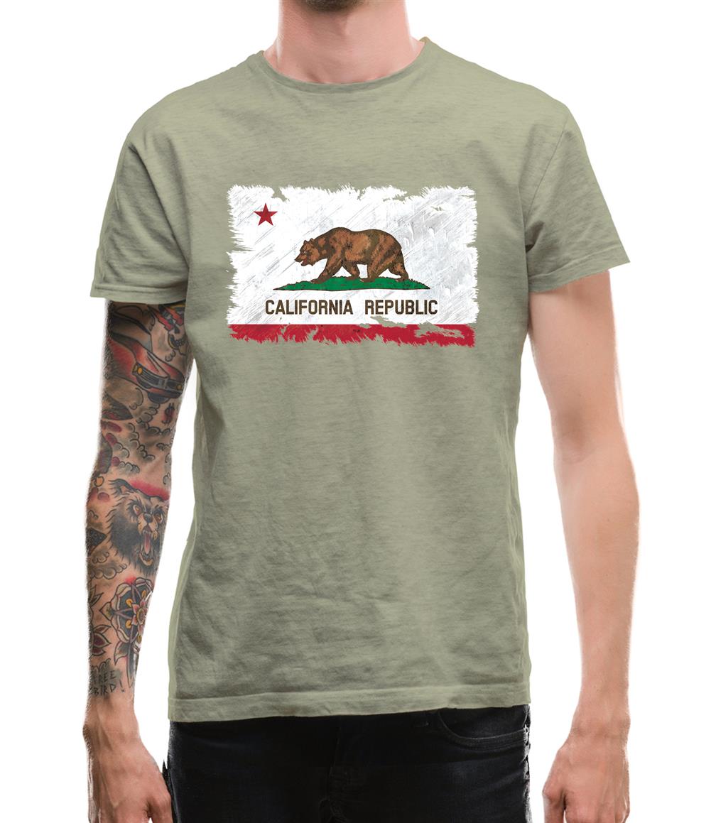 California Grunge Style Flag Mens T-Shirt