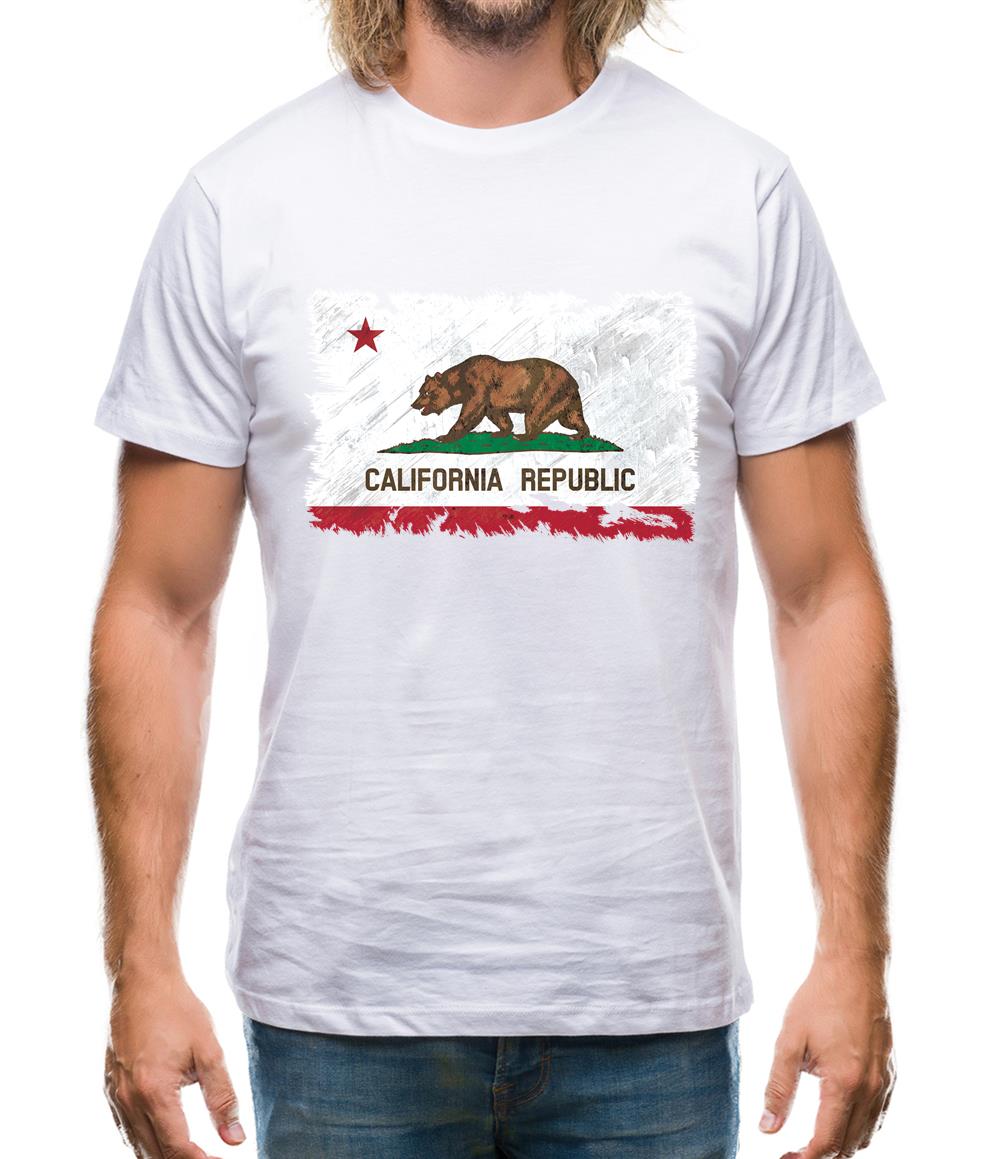 California Grunge Style Flag Mens T-Shirt