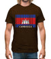 Cambodia Barcode Style Flag Mens T-Shirt