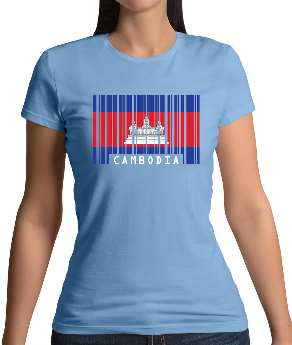 Cambodia Barcode Style Flag Womens T-Shirt