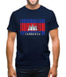 Cambodia Barcode Style Flag Mens T-Shirt