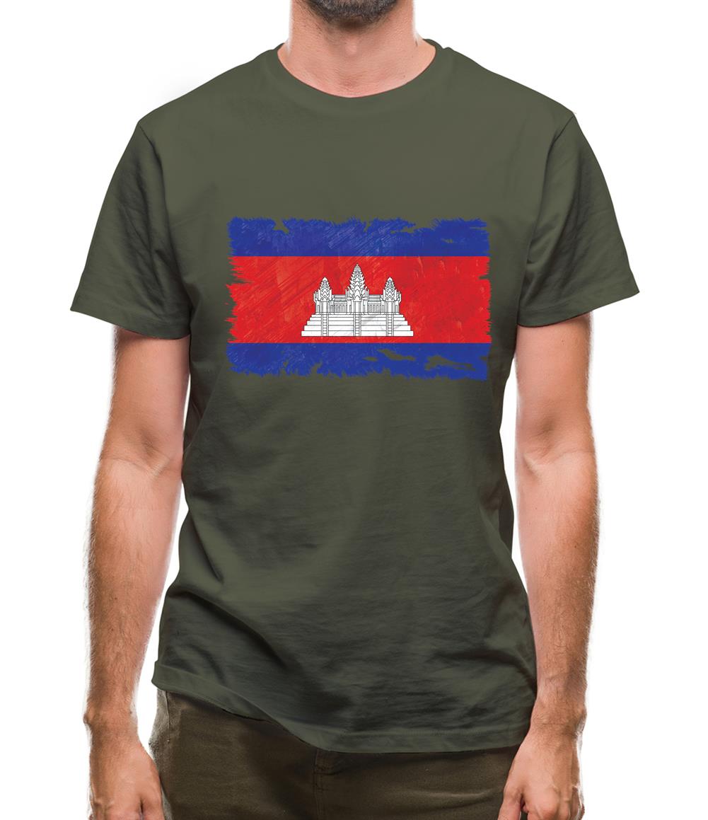 Cambodia Grunge Style Flag Mens T-Shirt