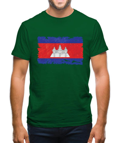 Cambodia Grunge Style Flag Mens T-Shirt