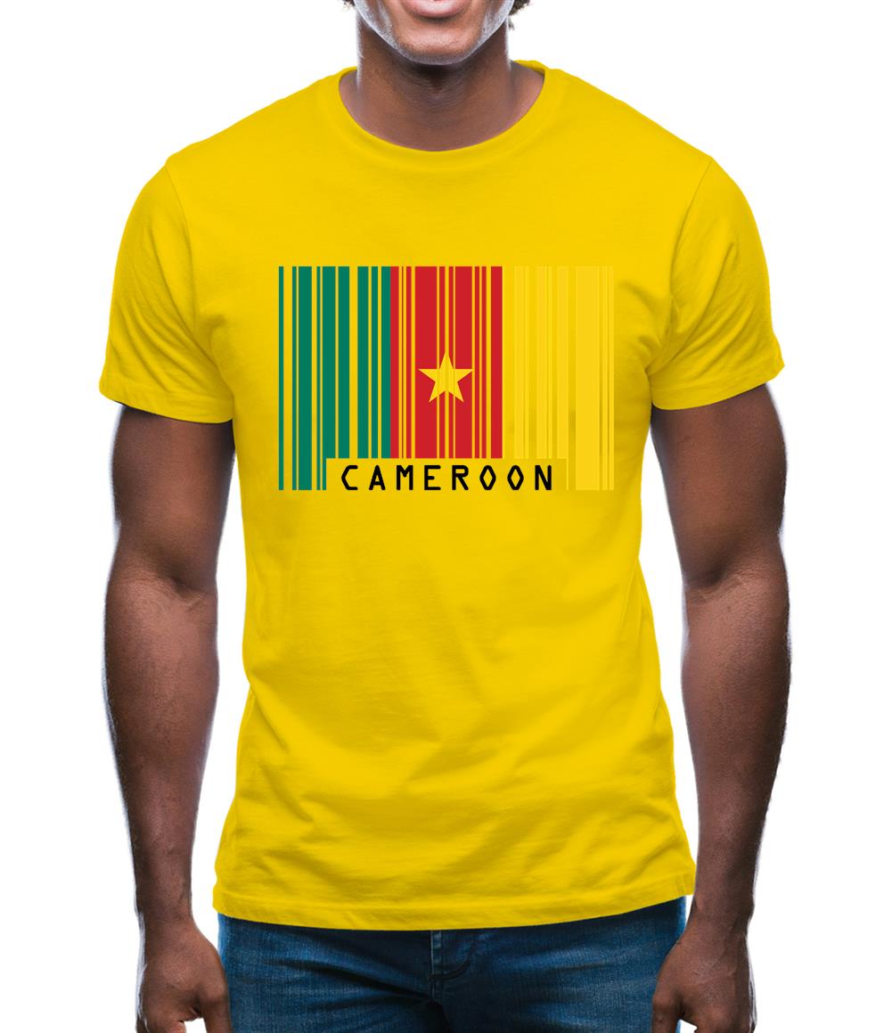 Cameroon Barcode Style Flag Mens T-Shirt