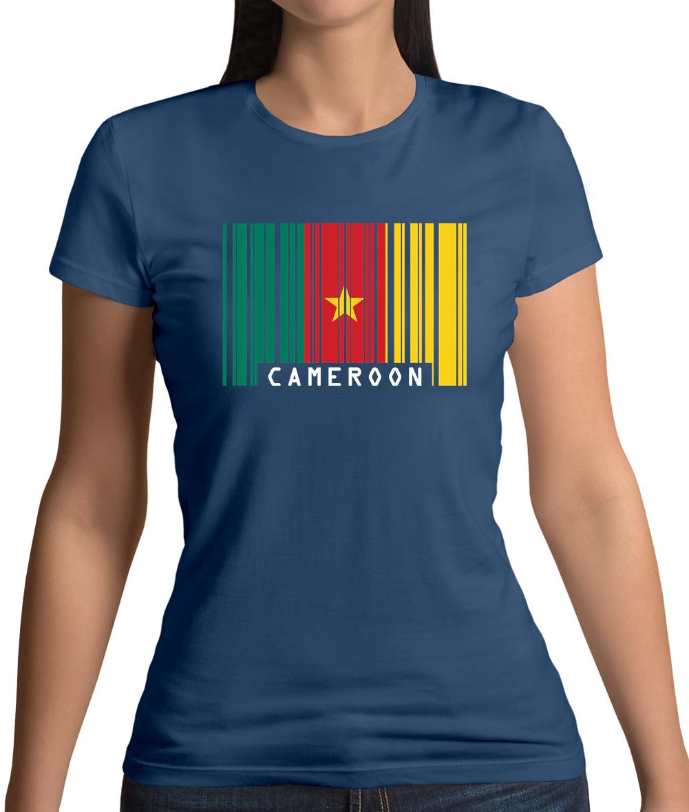 Cameroon Barcode Style Flag Womens T-Shirt