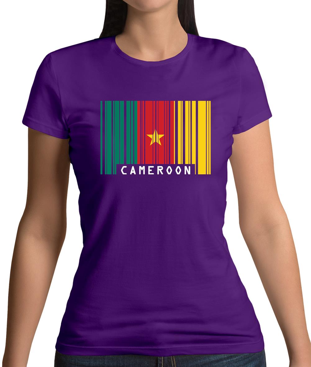 Cameroon Barcode Style Flag Womens T-Shirt