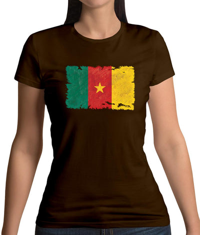 Cameroon Grunge Style Flag Womens T-Shirt
