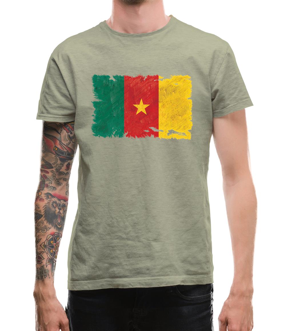 Cameroon Grunge Style Flag Mens T-Shirt