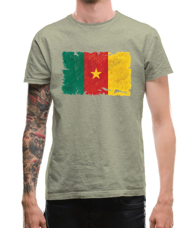 Cameroon Grunge Style Flag Mens T-Shirt