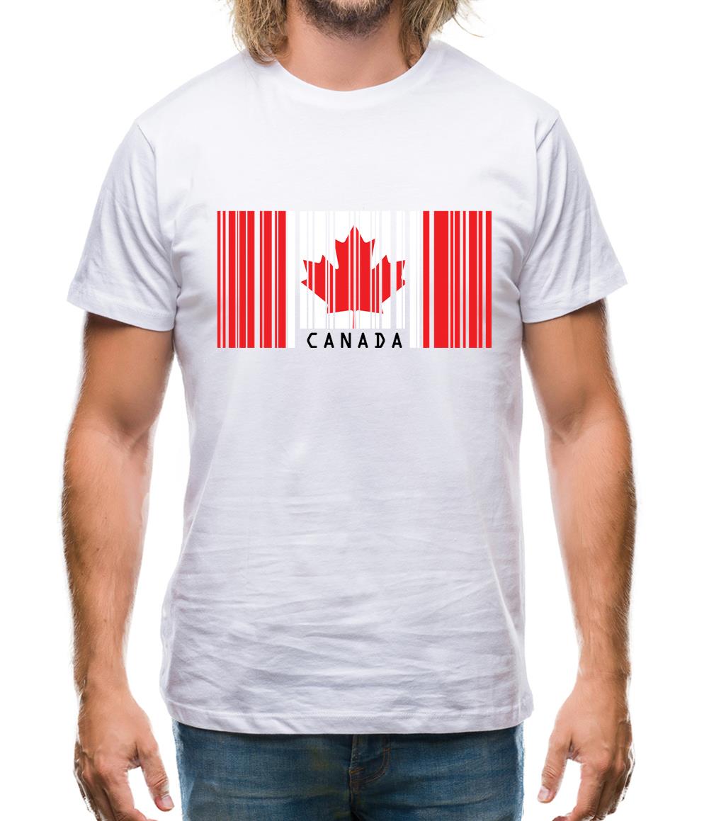 Canada Barcode Style Flag Mens T-Shirt
