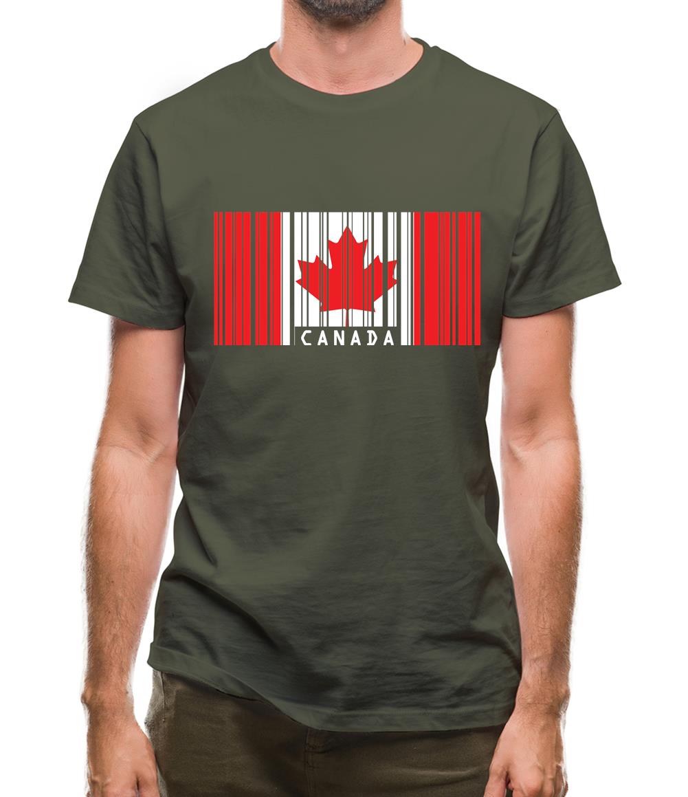 Canada Barcode Style Flag Mens T-Shirt