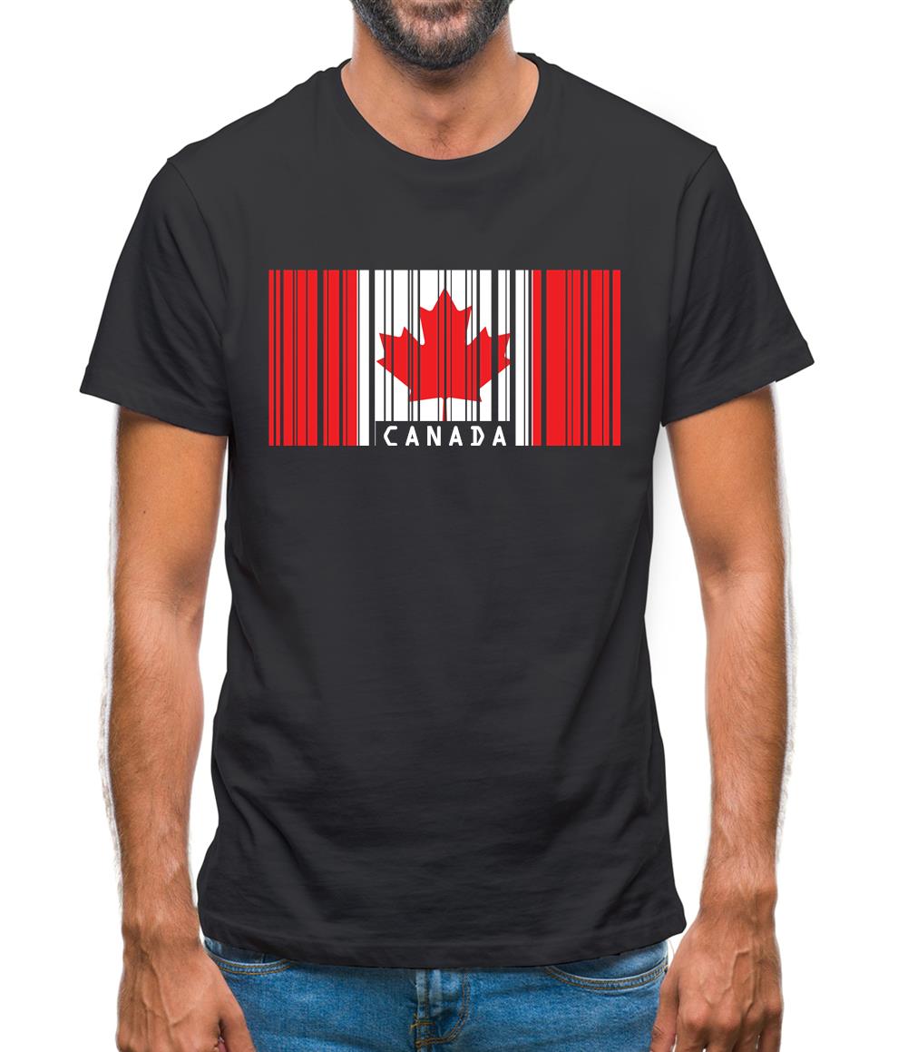 Canada Barcode Style Flag Mens T-Shirt