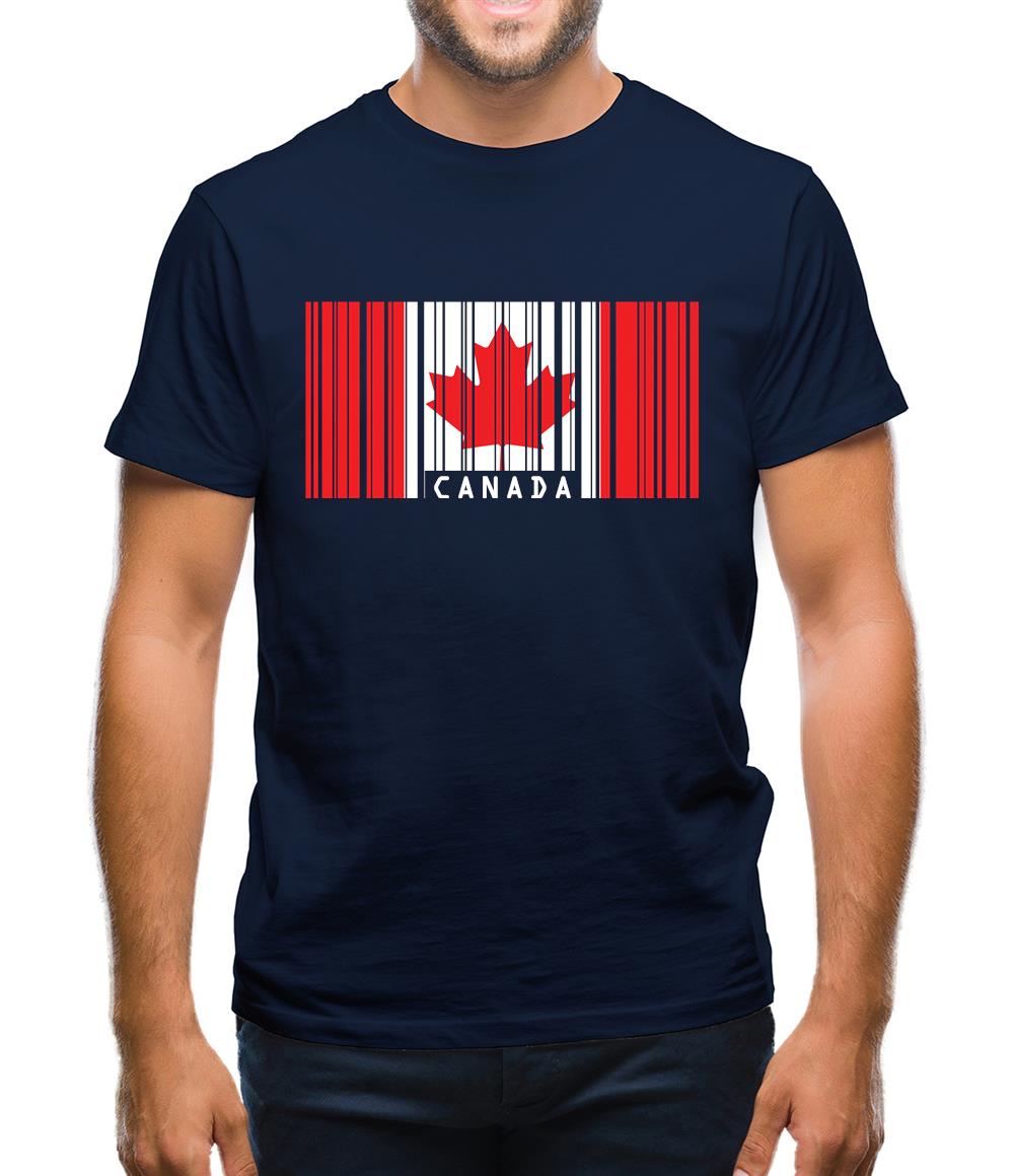 Canada Barcode Style Flag Mens T-Shirt