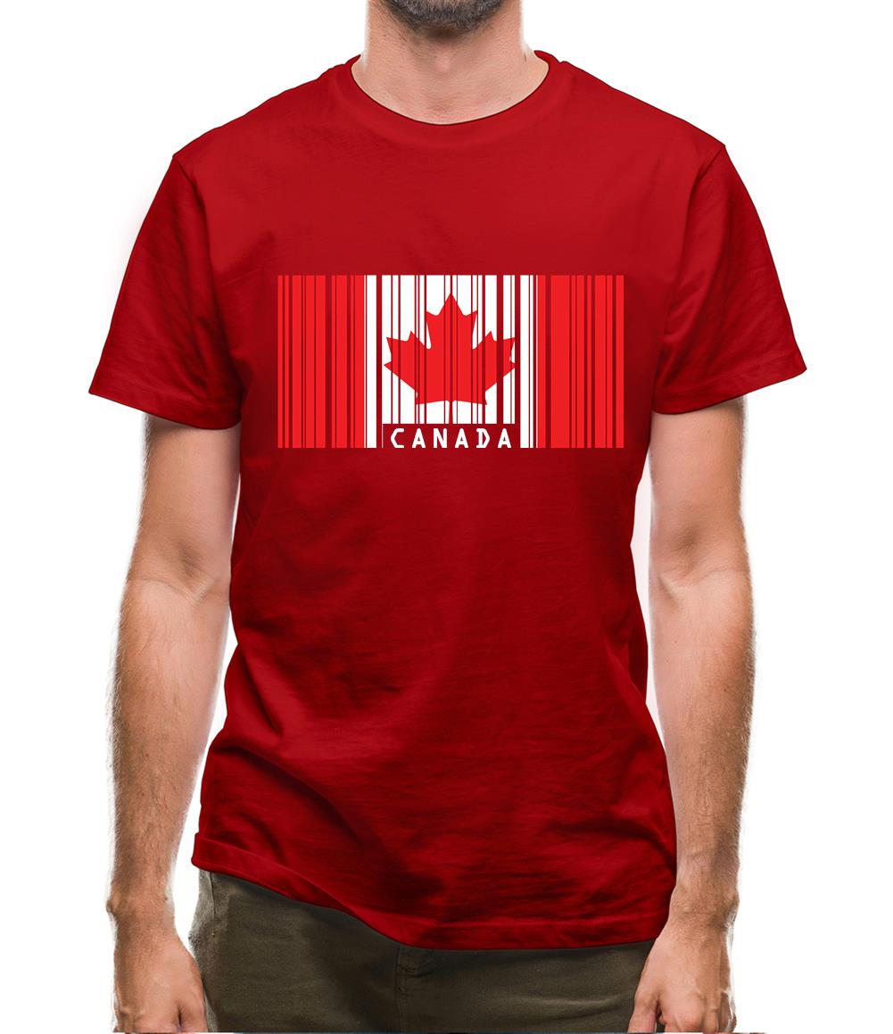Canada Barcode Style Flag Mens T-Shirt
