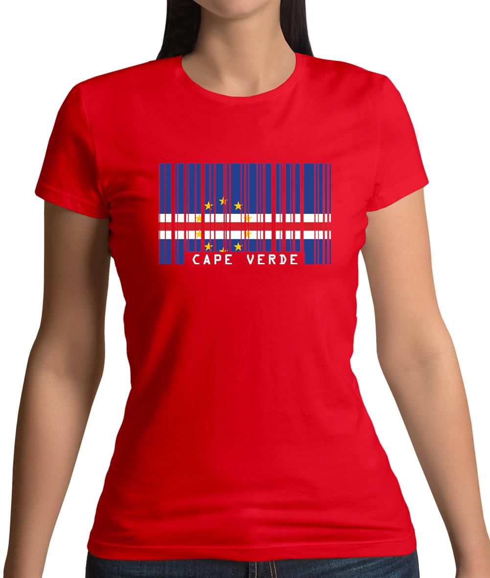 Cape Verde  Barcode Style Flag Womens T-Shirt