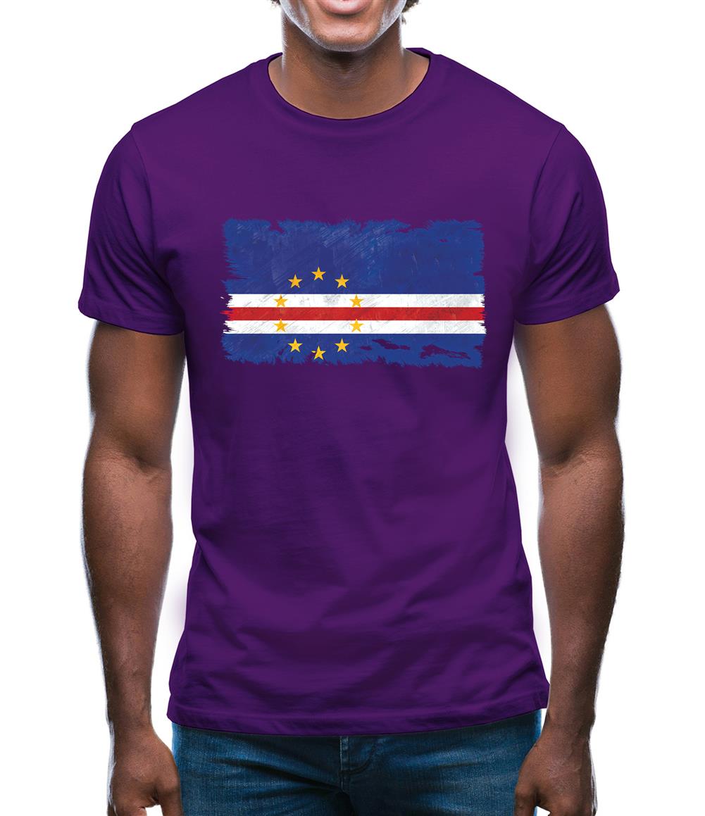 Cape Verde Grunge Style Flag Mens T-Shirt