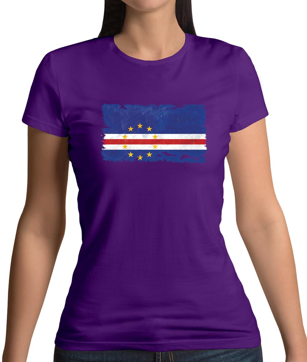 Cape Verde Grunge Style Flag Womens T-Shirt