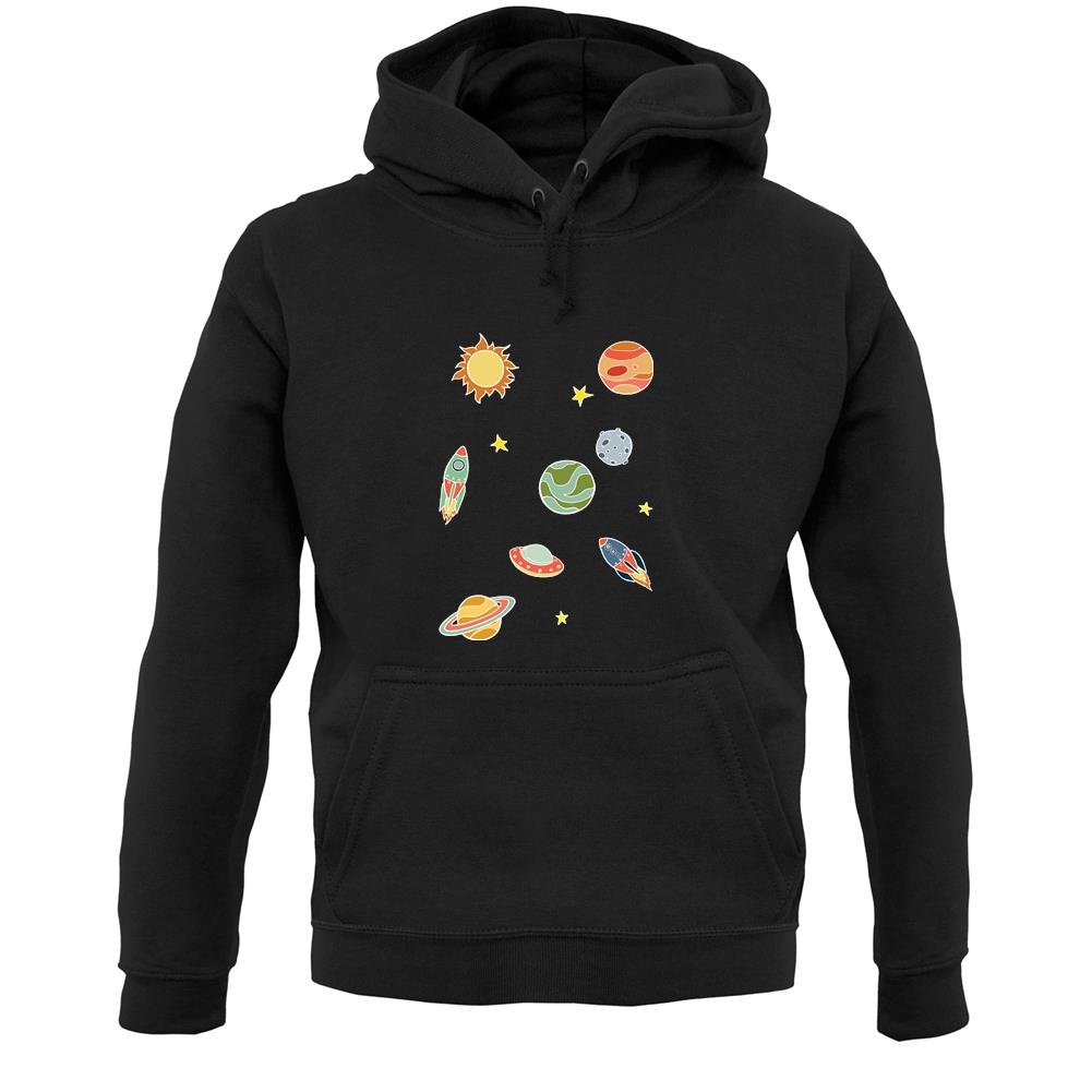 Cartoon Space Scene Unisex Hoodie