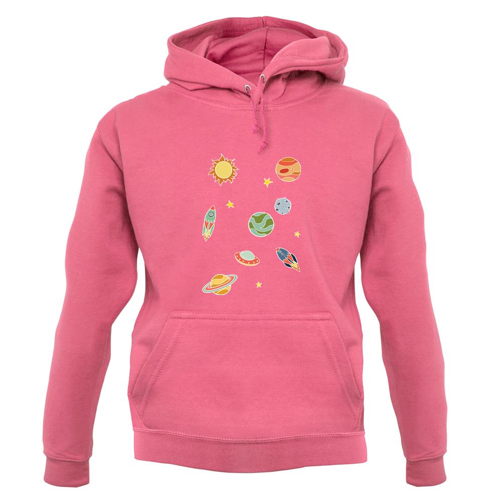 Cartoon Space Scene unisex hoodie
