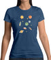 Cartoon Space Scene Womens T-Shirt