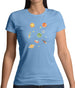 Cartoon Space Scene Womens T-Shirt