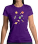 Cartoon Space Scene Womens T-Shirt