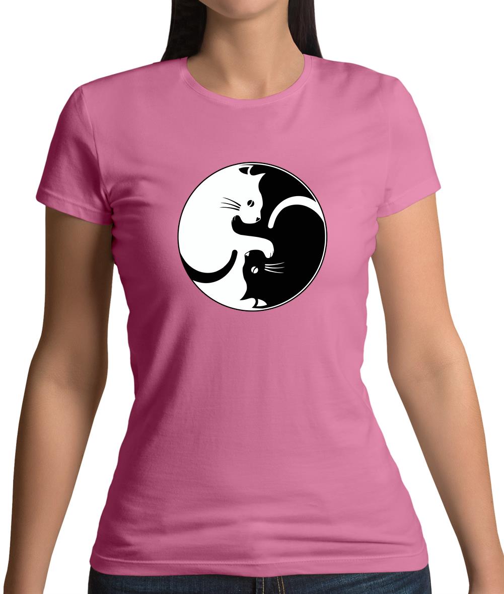 Yin Yang Cat Womens T-Shirt