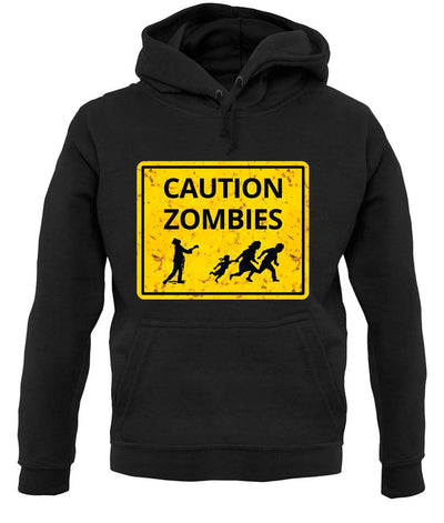Caution Zombies Road Sign unisex hoodie