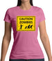 Caution Zombies Road Sign Womens T-Shirt