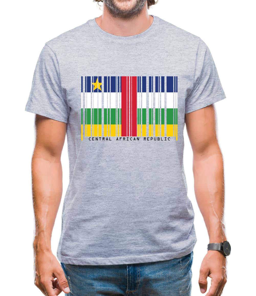 Central African Republic  Barcode Style Flag Mens T-Shirt
