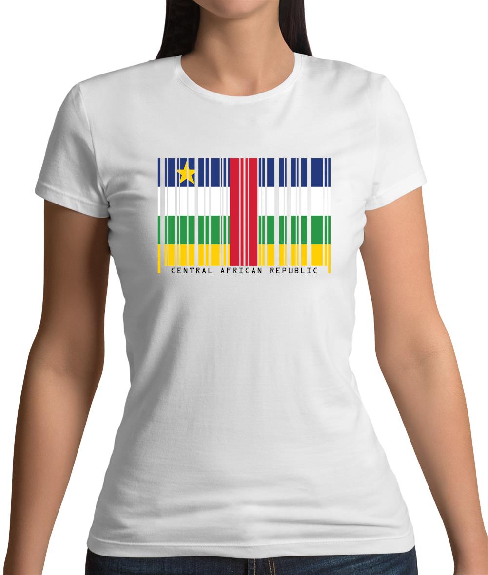 Central African Republic  Barcode Style Flag Womens T-Shirt