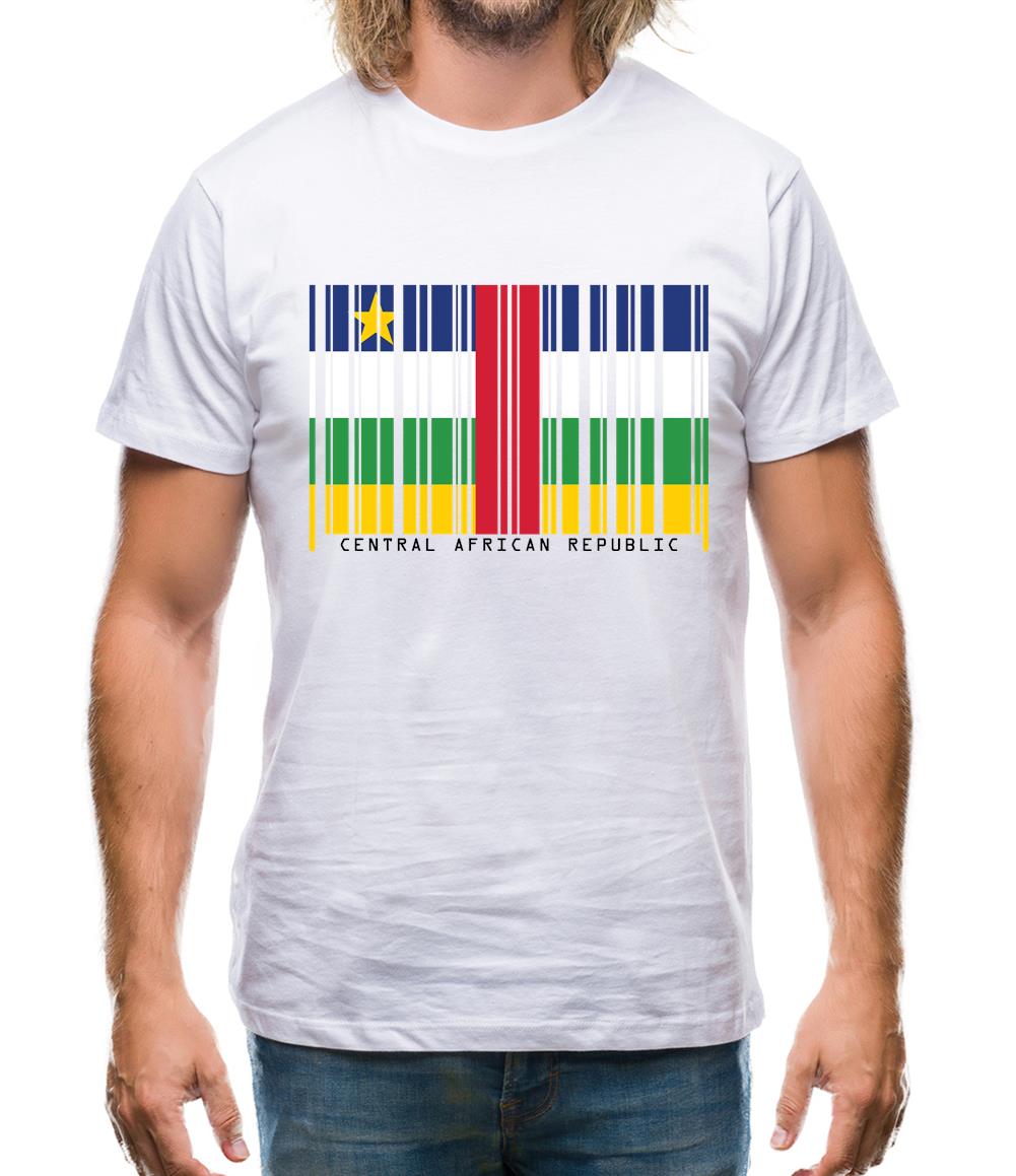 Central African Republic  Barcode Style Flag Mens T-Shirt