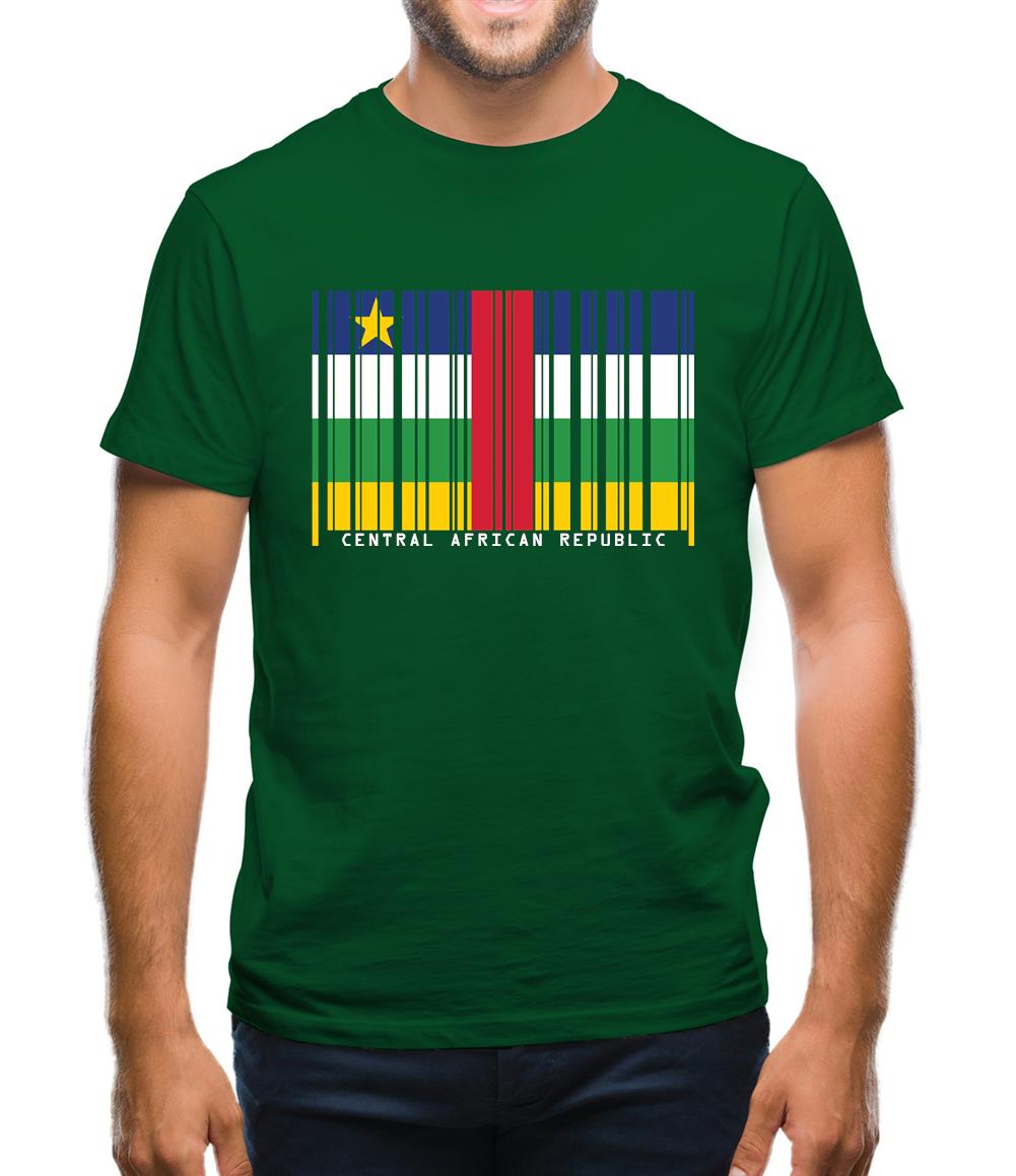 Central African Republic  Barcode Style Flag Mens T-Shirt