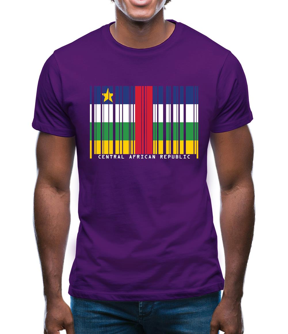 Central African Republic  Barcode Style Flag Mens T-Shirt