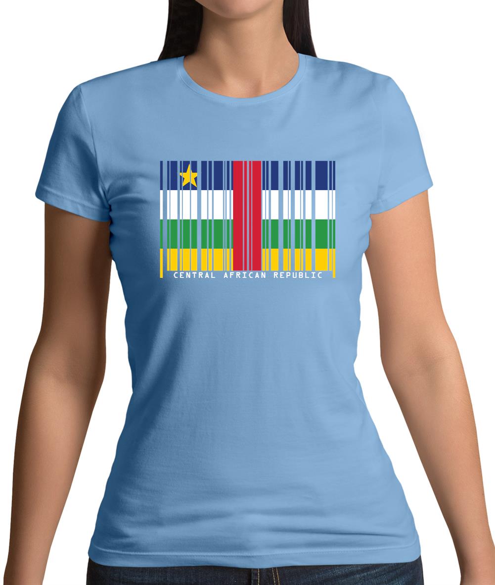 Central African Republic  Barcode Style Flag Womens T-Shirt
