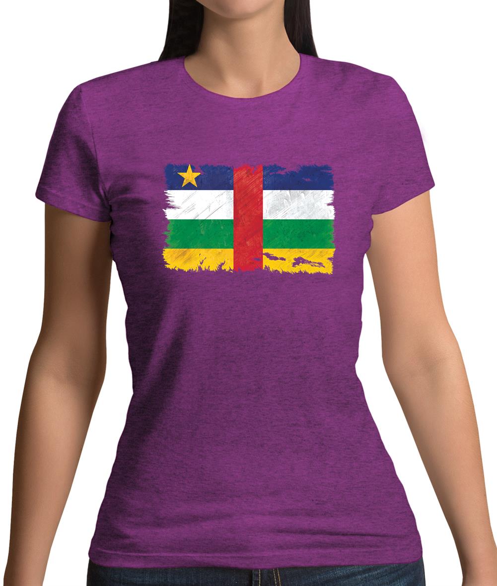 Central African Republic Grunge Style Flag Womens T-Shirt