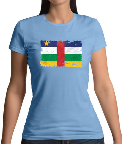 Central African Republic Grunge Style Flag Womens T-Shirt
