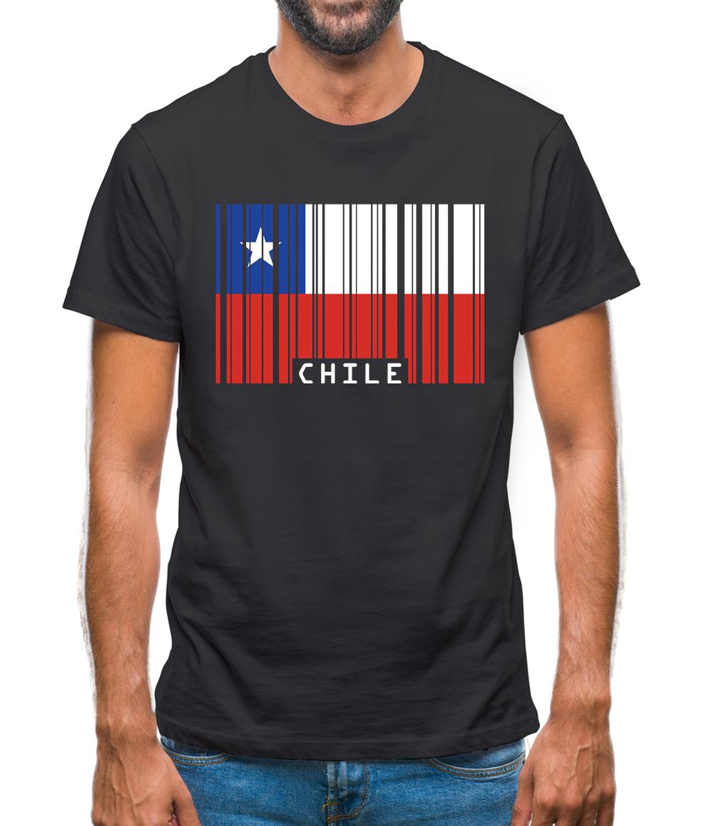 Chile Barcode Style Flag Mens T-Shirt
