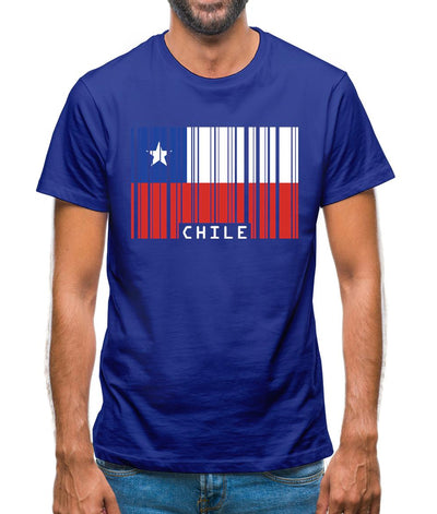 Chile Barcode Style Flag Mens T-Shirt