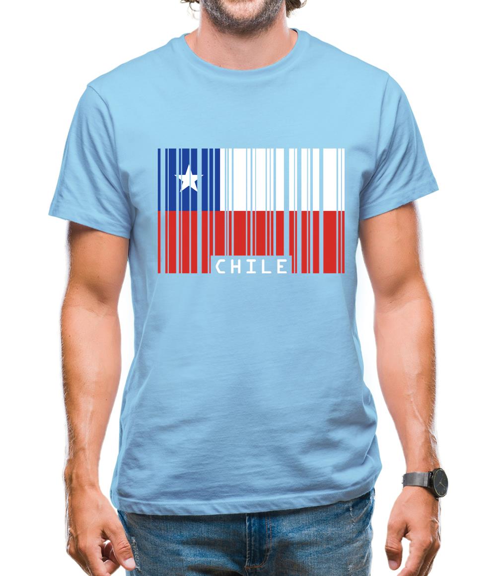 Chile Barcode Style Flag Mens T-Shirt