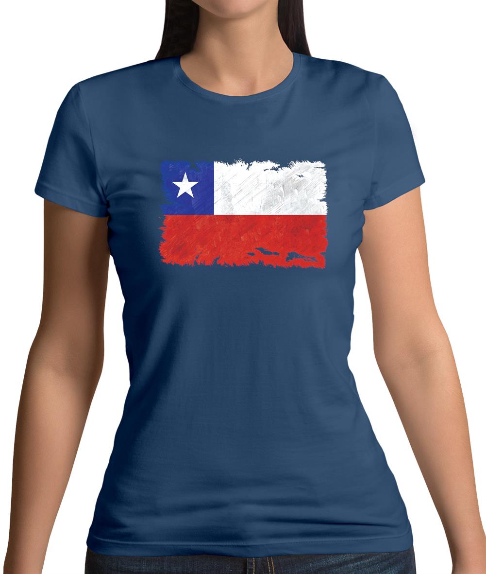 Chile Grunge Style Flag Womens T-Shirt